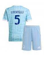 Otroške Nogometnih dresov Juventus Manuel Locatelli #5 Gostujoči 2025-26 Kratki rokavi (+ hlače)